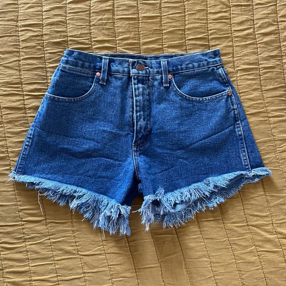 Wrangler Blue Frayed Jean Shorts